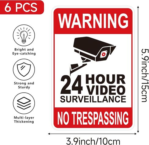6PCS Smile Your On Camera Sign Sticker, Self-Adhesive Waterproof and Fade-Resistant Security Camera Sign,You Are Being Recorded Sign for Home, Office, Shop, Door（3" x 4.5"） in Saudi Arabia