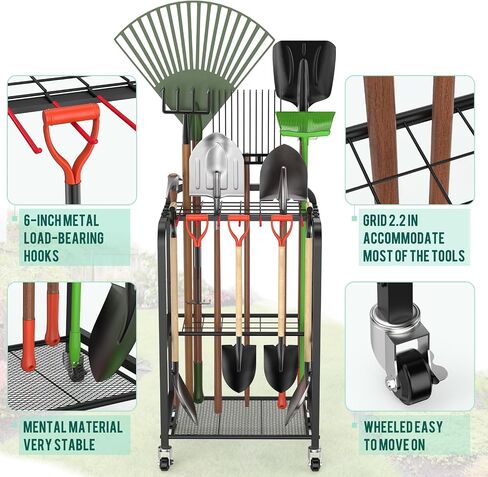 Trieez Extra Large Garden Tool Storage, NEVER FALL OVER- Thickened Garden Tool Organizer for Long Tools, Heavy Duty Garden Tool Organizer for Tools/Rackes/Brooms, Garage, Shed, Yard Holder in Saudi Arabia