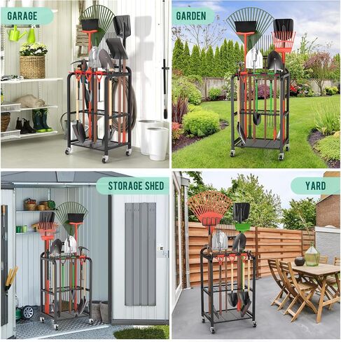 Trieez Extra Large Garden Tool Storage, NEVER FALL OVER- Thickened Garden Tool Organizer for Long Tools, Heavy Duty Garden Tool Organizer for Tools/Rackes/Brooms, Garage, Shed, Yard Holder in Saudi Arabia