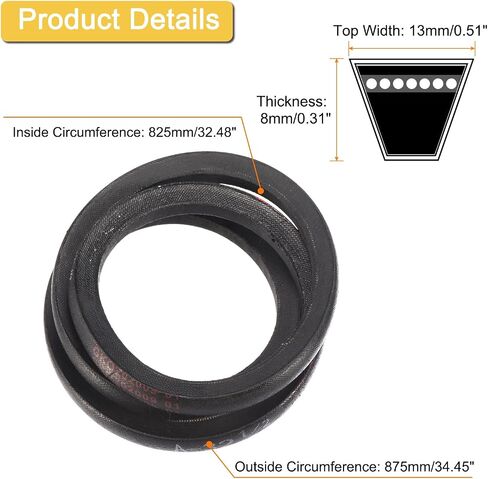 uxcell 3 Pack A37 1/2 Classic Wrapped V-Belt, 39" Outside Circumference Wrapped Industrial Rubber V-Belt A Profile V-Belt for Industrial Machinery Equipment, Black in Saudi Arabia