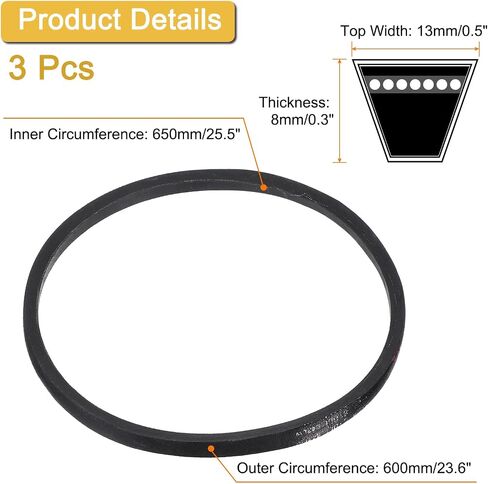uxcell 3 Pack A37 1/2 Classic Wrapped V-Belt, 39" Outside Circumference Wrapped Industrial Rubber V-Belt A Profile V-Belt for Industrial Machinery Equipment, Black in Saudi Arabia