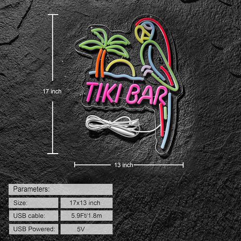 ZODZ Its 5 00 O'clock Some Where Parrot Neon Sign for Wall Décor Dimmable Palm Tree Sun LED Man Cave Bar Beer Garage Neon Light USB Powered Neon Art Signs in Saudi Arabia