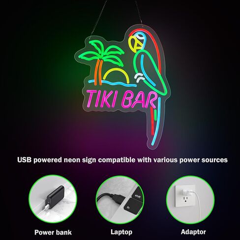 ZODZ Its 5 00 O'clock Some Where Parrot Neon Sign for Wall Décor Dimmable Palm Tree Sun LED Man Cave Bar Beer Garage Neon Light USB Powered Neon Art Signs in Saudi Arabia