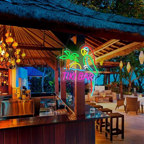 ZODZ Its 5 00 O'clock Some Where Parrot Neon Sign for Wall Décor Dimmable Palm Tree Sun LED Man Cave Bar Beer Garage Neon Light USB Powered Neon Art Signs in Saudi Arabia