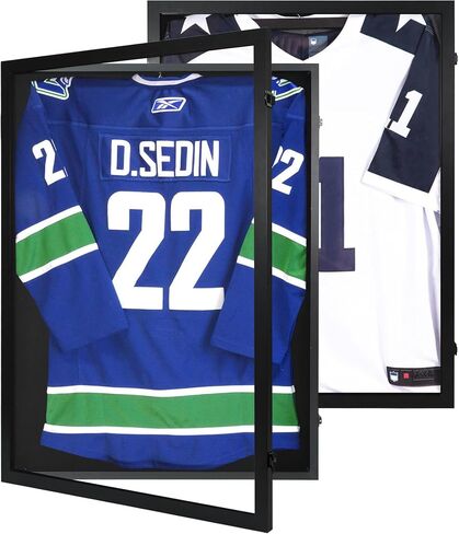 Wooden Jersey Frame Display Case 1 Pack, Large Sports Jersey Shadow Box Frame with Hangers for Hockey Football Baseball Basketball Soccer Shirt and Uniform in Saudi Arabia
