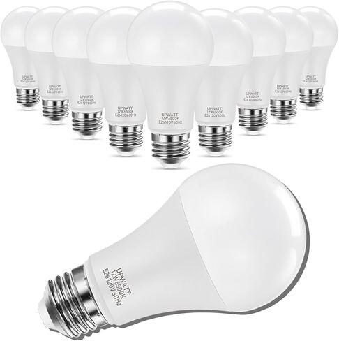 LED Light Bulbs, A19 Daylight 6500K Light Bulb, 12W (100 Watt Equivalent) 1200 Lumens, Non-Dimmable, E26 Standard Medium Base Super Bright Lamp for Bathroom Home Lighting 4 Packs in Saudi Arabia