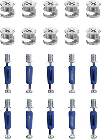 15 x 9.5mm Cam Lock Screws for Furniture 10 Sets,Cam Lock Fasteners Compitable with IKEA Hardware Parts, Eccentric Wheels Repair Spare Parts Nut & Bolt Assortment Sets in Saudi Arabia