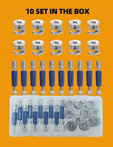 15 x 9.5mm Cam Lock Screws for Furniture 10 Sets,Cam Lock Fasteners Compitable with IKEA Hardware Parts, Eccentric Wheels Repair Spare Parts Nut & Bolt Assortment Sets in Saudi Arabia
