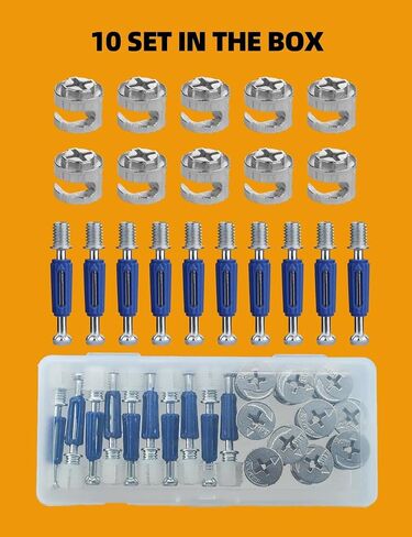 15 x 9.5mm Cam Lock Screws for Furniture 10 Sets,Cam Lock Fasteners Compitable with IKEA Hardware Parts, Eccentric Wheels Repair Spare Parts Nut & Bolt Assortment Sets in Saudi Arabia