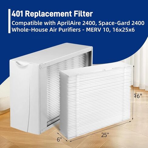 3 Pack 401 Replacement Filter Compatible with AprilAire 2400, Space-Gard 2400 Whole-House Air Purifier, MERV-10 Furnace Filter, 16x25x6 Air Filter in Kuwait