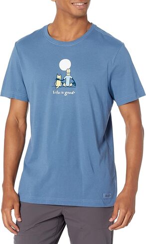 Life is Good Men's Jake and Rocket Moon Cotton Tee, Crewneck, Short Sleeve Graphic T-Shir, Darkest Blue, Small in Saudi Arabia