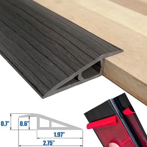 Vinyl Door Threshold Floor Transition Strips 36 inch, 1/2'' ~ 3/5'' Thresholds for Doorways, Edge-Reducer Transition Strip for Door Carpet Tile Floor (Black Walnut) in Saudi Arabia