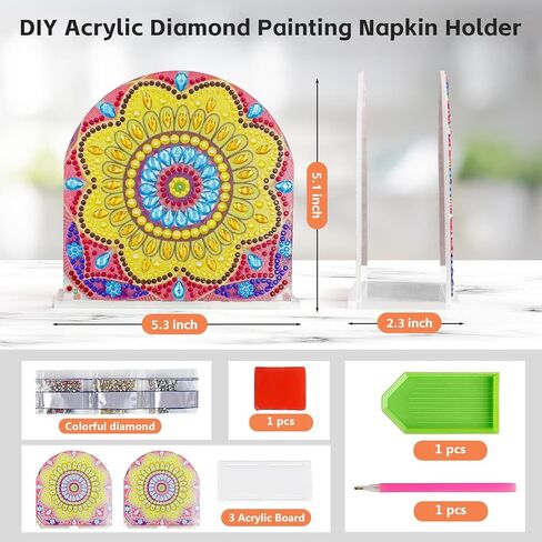 Diamond Art Painting Napkin Holder for Table, DIY 5D Diamond Painting Kits for Adults, Napkin Holder Diamond Arts Kits for All Dining Room Decors (Mandala C) in Saudi Arabia