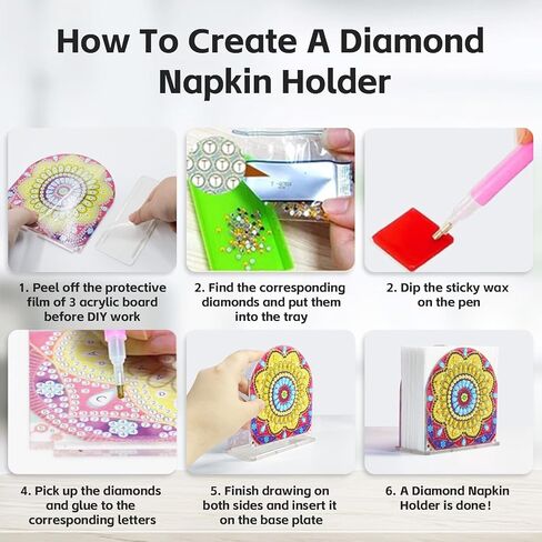Diamond Art Painting Napkin Holder for Table, DIY 5D Diamond Painting Kits for Adults, Napkin Holder Diamond Arts Kits for All Dining Room Decors (Mandala C) in Saudi Arabia