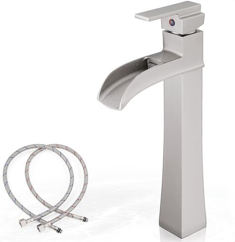 Black Tall Bathroom Faucet Single Hole Waterfall Bathroom Faucets, 12 Inch Bathroom Faucet for Vessel Sink, Brass Farmhouse Bathroom Sink Faucet Single Handle Bowl Sink Faucet, No Pop-Up Drain in Saudi Arabia