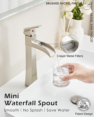 Black Tall Bathroom Faucet Single Hole Waterfall Bathroom Faucets, 12 Inch Bathroom Faucet for Vessel Sink, Brass Farmhouse Bathroom Sink Faucet Single Handle Bowl Sink Faucet, No Pop-Up Drain in Saudi Arabia