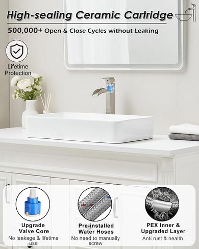 Black Tall Bathroom Faucet Single Hole Waterfall Bathroom Faucets, 12 Inch Bathroom Faucet for Vessel Sink, Brass Farmhouse Bathroom Sink Faucet Single Handle Bowl Sink Faucet, No Pop-Up Drain in Saudi Arabia