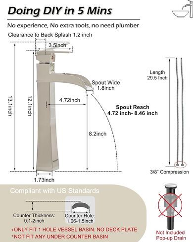 Black Tall Bathroom Faucet Single Hole Waterfall Bathroom Faucets, 12 Inch Bathroom Faucet for Vessel Sink, Brass Farmhouse Bathroom Sink Faucet Single Handle Bowl Sink Faucet, No Pop-Up Drain in Saudi Arabia