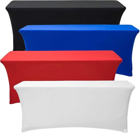 SourceOne.org Deluxe Stretch Fit Tableroths 6 Foot in Blue Black Red & White (Stretch ، Burgundy) in Saudi Arabia