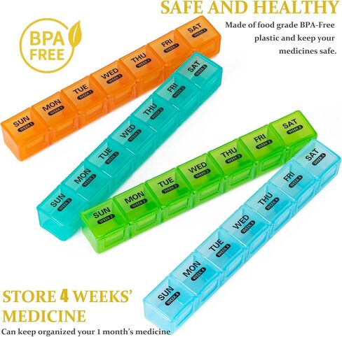 Monthly Pill Organizer, 28 Day Pill Box 1 Time a Day with Dust-Proof Case, Large 4 Weeks a Month Pill Case Container, Daily Vitamin Case Box for Pills/Medicine/Fish Oil/Supplements（White） in Saudi Arabia