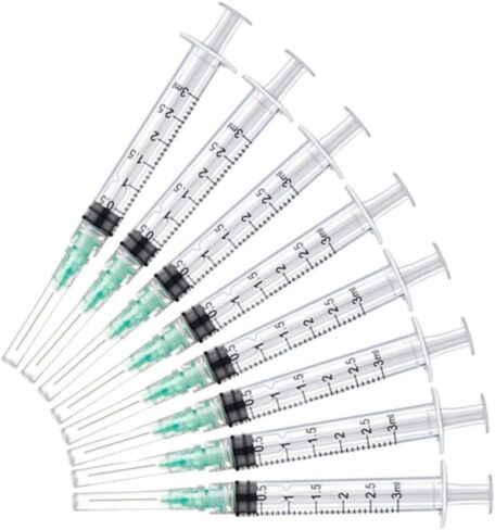 50 Pack 3ml 22Gauge 1Inch - Luer Lock 1ml 2.5ml 3ml 5ml 10ml 20ml with 25Ga, 23Ga, 22Ga, 21Ga, 18Ga Lab Consumables(Individually Sealed Wrapped) in Saudi Arabia