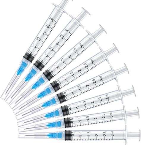 50 Pack 3ml 22Gauge 1Inch - Luer Lock 1ml 2.5ml 3ml 5ml 10ml 20ml with 25Ga, 23Ga, 22Ga, 21Ga, 18Ga Lab Consumables(Individually Sealed Wrapped) in Saudi Arabia