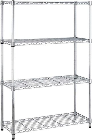 BestOffice 4-Shelf Adjustable Storage Shelving Unit Metal Rack Wire Shelf 600Lbs Capacity with 4 PP Sheets 18L x 12W x 44H for Laundry Bathroom Kitchen Garage,Chrome in Saudi Arabia