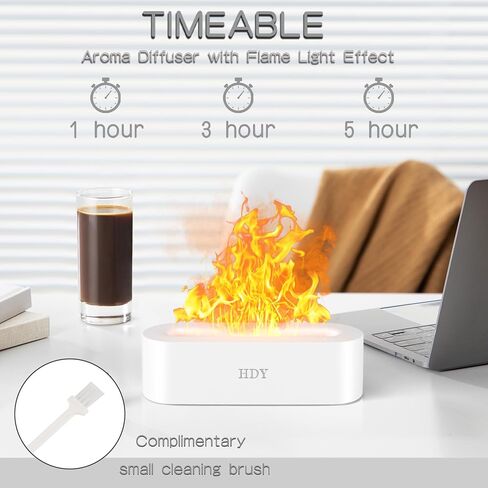 Flame Aromatherapy Humidifier, 7-Color Variable Essential Oil Diffuser, Ultra-Silent Bedroom Humidifier with Timer and No-Water Auto Shut-Off, 150 ml, for Home, Hotel, and Office (Black) in Saudi Arabia