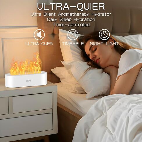 Flame Aromatherapy Humidifier, 7-Color Variable Essential Oil Diffuser, Ultra-Silent Bedroom Humidifier with Timer and No-Water Auto Shut-Off, 150 ml, for Home, Hotel, and Office (Black) in Saudi Arabia