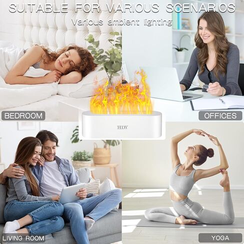Flame Aromatherapy Humidifier, 7-Color Variable Essential Oil Diffuser, Ultra-Silent Bedroom Humidifier with Timer and No-Water Auto Shut-Off, 150 ml, for Home, Hotel, and Office (Black) in Saudi Arabia