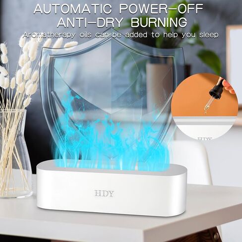 Flame Aromatherapy Humidifier, 7-Color Variable Essential Oil Diffuser, Ultra-Silent Bedroom Humidifier with Timer and No-Water Auto Shut-Off, 150 ml, for Home, Hotel, and Office (Black) in Saudi Arabia