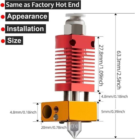 ترقية Ender 3 Hotend لجميع المعادن: قلب تسخين سيراميك Hotend 24V 60W CHC متوافق مع Ender-3 V2/ 3 Pro/Max/ 5 Pro/Plus/ 6 / CR-10 استبدال مجموعة النهاية الساخنة in Kuwait