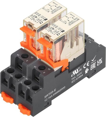 Power Relay RFT1CO012L, DC 12V Coil, 5 Pin 12A, SPDT 1NO 1NC, with LED Indicator Light and Plastic Clip Socket Base UL Certification (1) in Saudi Arabia