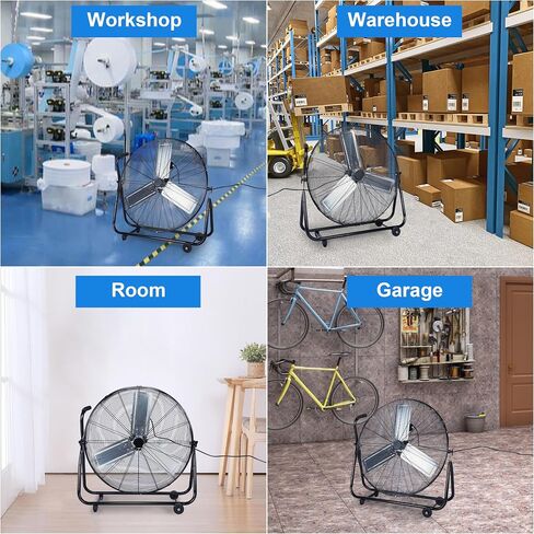 Simple Deluxe 18 Inch 3-Speed High Velocity Heavy Duty Metal Industrial Floor Fan for Warehouse, Workshop, Factory and Basement, Black, 1 Pack in Saudi Arabia