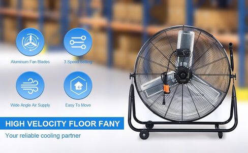 Simple Deluxe 18 Inch 3-Speed High Velocity Heavy Duty Metal Industrial Floor Fan for Warehouse, Workshop, Factory and Basement, Black, 1 Pack in Saudi Arabia