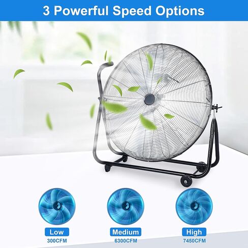 Simple Deluxe 18 Inch 3-Speed High Velocity Heavy Duty Metal Industrial Floor Fan for Warehouse, Workshop, Factory and Basement, Black, 1 Pack in Saudi Arabia