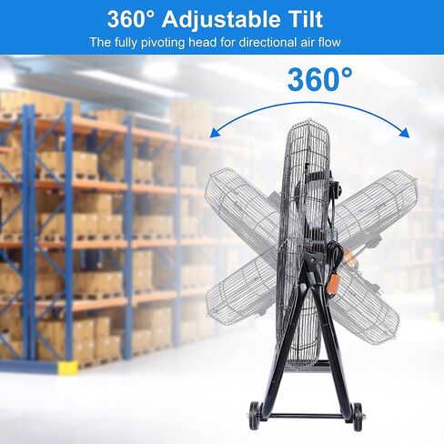 Simple Deluxe 18 Inch 3-Speed High Velocity Heavy Duty Metal Industrial Floor Fan for Warehouse, Workshop, Factory and Basement, Black, 1 Pack in Saudi Arabia