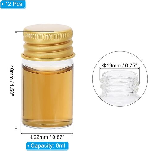 PATIKIL 5ml Small Clear Glass Bottles, 12Pcs Mini Vials with Aluminum Lids Tiny Jars for Aromatherapy Fragrance Cosmetic Oils Lab Perfumes Storing Beads, Silver in Saudi Arabia