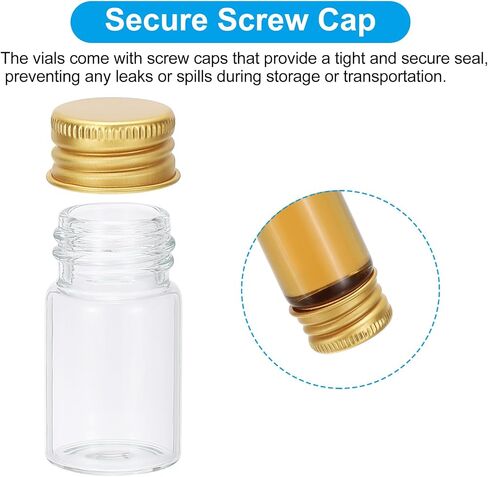 PATIKIL 5ml Small Clear Glass Bottles, 12Pcs Mini Vials with Aluminum Lids Tiny Jars for Aromatherapy Fragrance Cosmetic Oils Lab Perfumes Storing Beads, Silver in Saudi Arabia