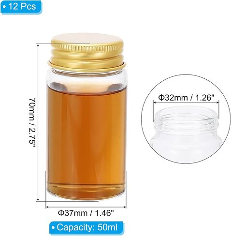 PATIKIL 5ml Small Clear Glass Bottles, 12Pcs Mini Vials with Aluminum Lids Tiny Jars for Aromatherapy Fragrance Cosmetic Oils Lab Perfumes Storing Beads, Silver in Saudi Arabia