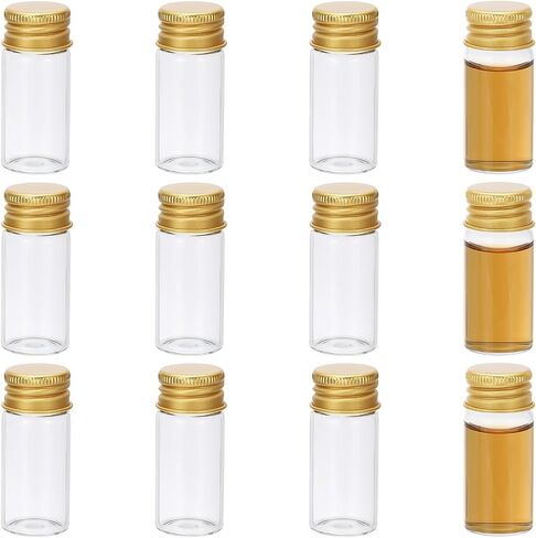 PATIKIL 5ml Small Clear Glass Bottles, 12Pcs Mini Vials with Aluminum Lids Tiny Jars for Aromatherapy Fragrance Cosmetic Oils Lab Perfumes Storing Beads, Silver in Saudi Arabia