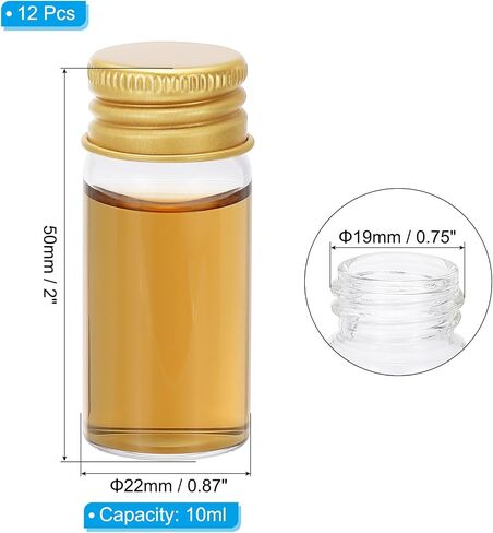 PATIKIL 5ml Small Clear Glass Bottles, 12Pcs Mini Vials with Aluminum Lids Tiny Jars for Aromatherapy Fragrance Cosmetic Oils Lab Perfumes Storing Beads, Silver in Saudi Arabia