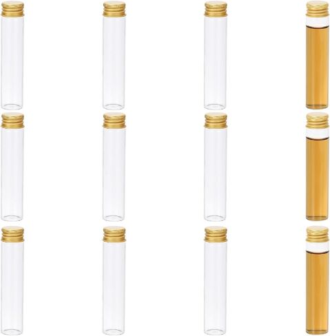 PATIKIL 5ml Small Clear Glass Bottles, 12Pcs Mini Vials with Aluminum Lids Tiny Jars for Aromatherapy Fragrance Cosmetic Oils Lab Perfumes Storing Beads, Silver in Saudi Arabia