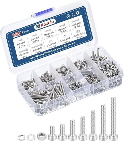 560pcs M2 Socket Head Cap Screws Bolts Nuts Assortment Kit - [M2x4/6/8/10/12/16/20mm] 304 Stainless Steel Allen Socket Drive for 3D Printer in Saudi Arabia
