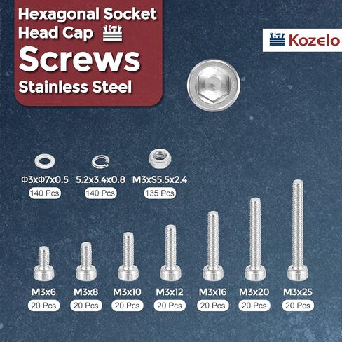 560pcs M2 Socket Head Cap Screws Bolts Nuts Assortment Kit - [M2x4/6/8/10/12/16/20mm] 304 Stainless Steel Allen Socket Drive for 3D Printer in Saudi Arabia