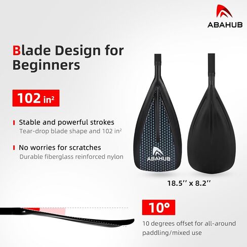 Abahub SUP Paddles - 3 Piece Adjustable Stand up Paddle - Lightweight Oar for Paddleboard, Aluminum Alloy PU Coated Shaft 68" - 84", Black/Blue/Green/Orange/Red/Yellow Plastic Nylon Blade in Kuwait