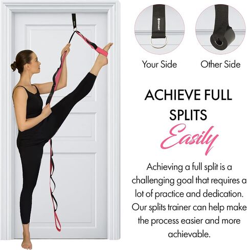 Yoga Stretching Strap with 10 Loops and Door Anchor - Stretch Straps with Loops for Flexibility - Perfect Yoga Strap for Stretching and Balance - Yoga Essentials for Home in Saudi Arabia