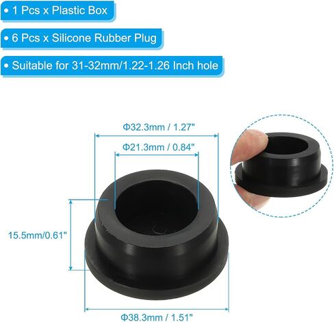 MECCANIXITY Silicone Rubber Hole Plug Soft Flexible Stoppers T-Shaped Silicone Plugs with Box for 32-33mm Hole White 6 Pieces in Saudi Arabia