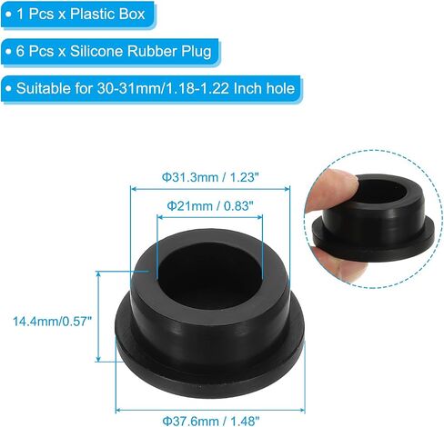 MECCANIXITY Silicone Rubber Hole Plug Soft Flexible Stoppers T-Shaped Silicone Plugs with Box for 32-33mm Hole White 6 Pieces in Saudi Arabia