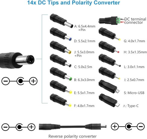 محول تيار متردد عالمي SHNITPWR 3V~24V 2A 48W مزود طاقة قابل للتعديل 100V-240V AC إلى DC 3V 5V 6V 9V 12V 15V 18V 19V 20V 24V محول طاقة متعدد الجهد مع محول قطبية 14 طرف، أبيض in Saudi Arabia
